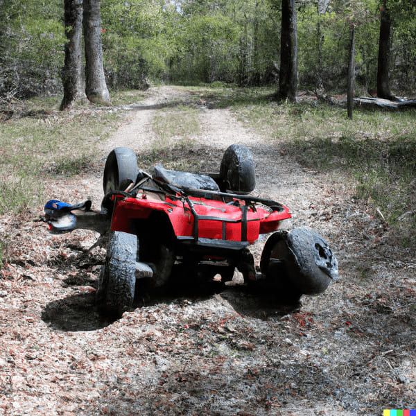 An ATV is broken due to accident